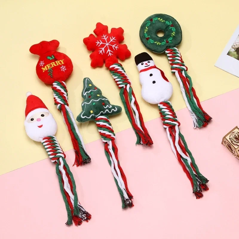 Cat Chew Toys Christmas Tree Molar Cotton Rope Funny Cat Teaser Toy Clean Mouth Kitten Play Toys Pet Supplies Accessories