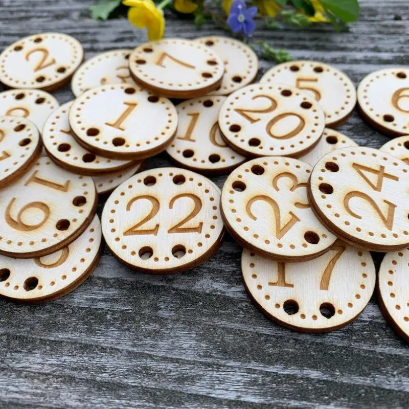 24 Christmas Hanging Advent Calendar Numbers Tags Wooden Number Tags Pendants