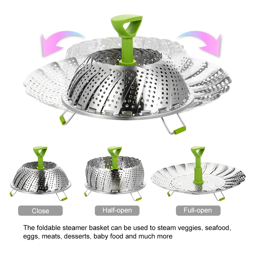 Kitchen Gadget Stainless Steel Steamer Basket Folding Vegetable Steamer Basket For Cooking
