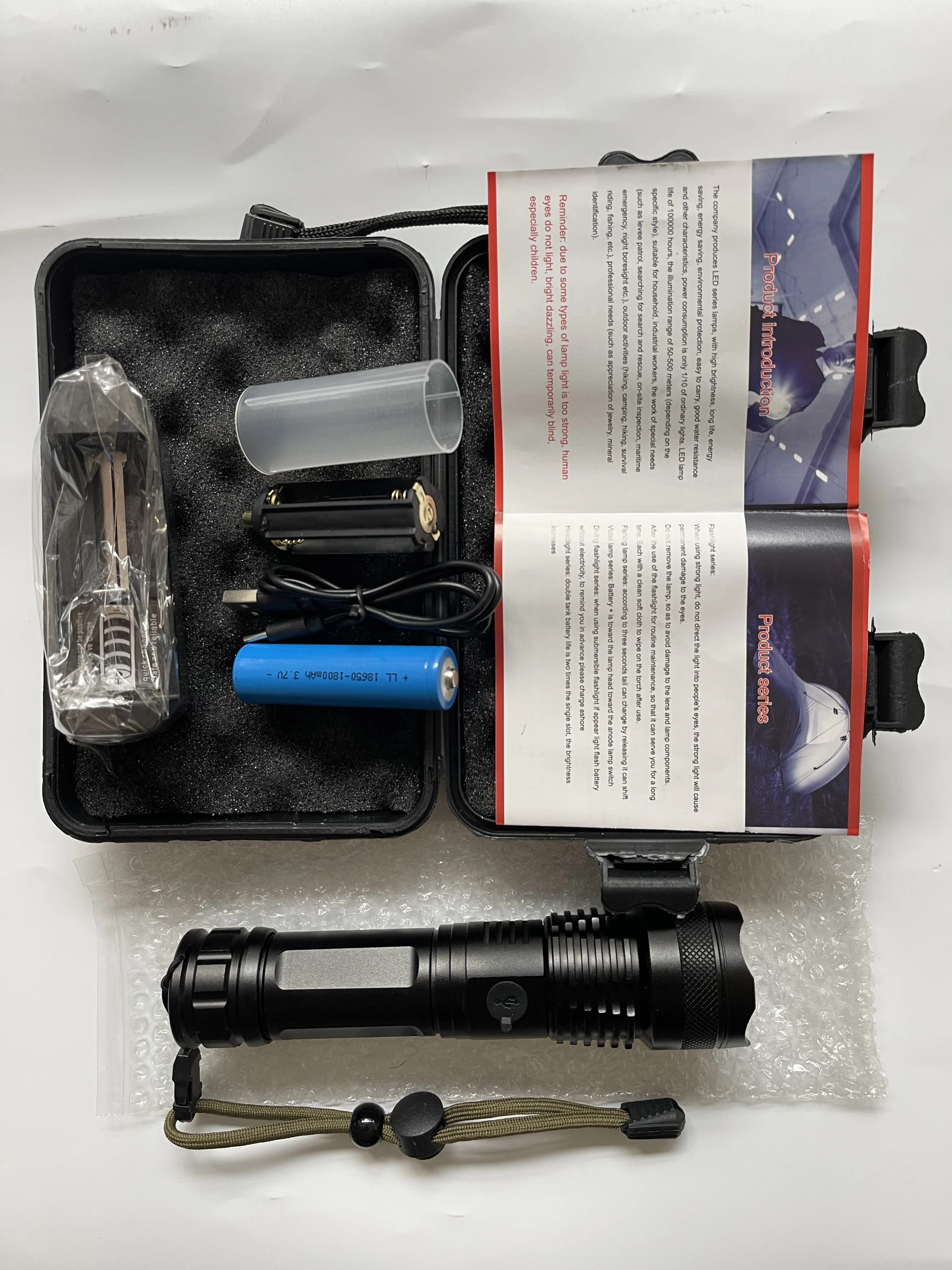 2024 Amazon Best Seller Gift Box Set Laser Logo 26650 18650 Battery Powered Charger P50 Super Light Rechargeable Flashlight