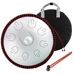 Hluru Wholesale 9 Notes 14 Inch Handpan Tank Drum Musical Instruments With Bulge Bag Steel Tongue Drum TAH