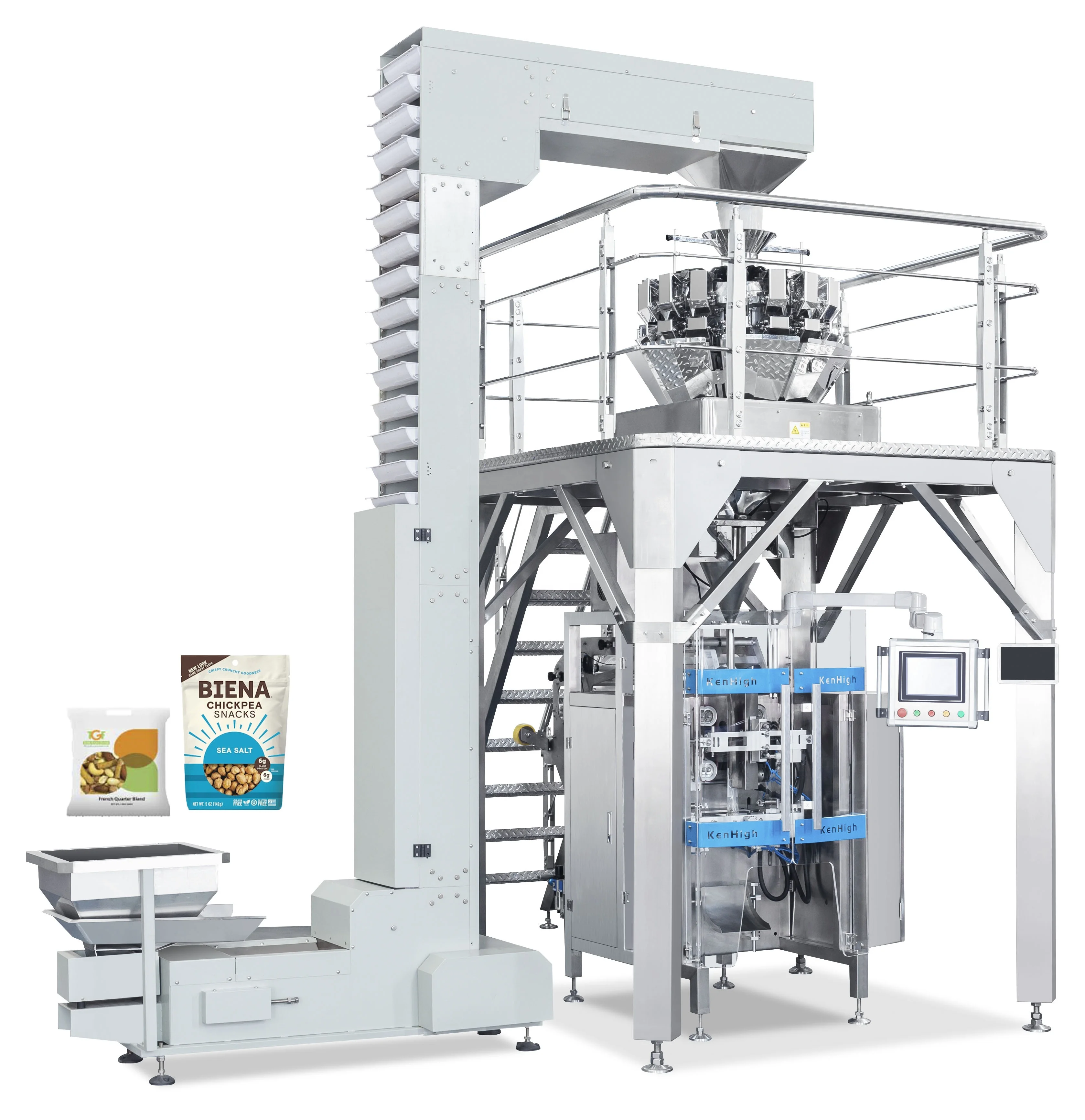 KenHigh Original Manufacturer Vertical Continuous Motion Confections Potato Chip Nuts Snacks Chocolate Packing Machines