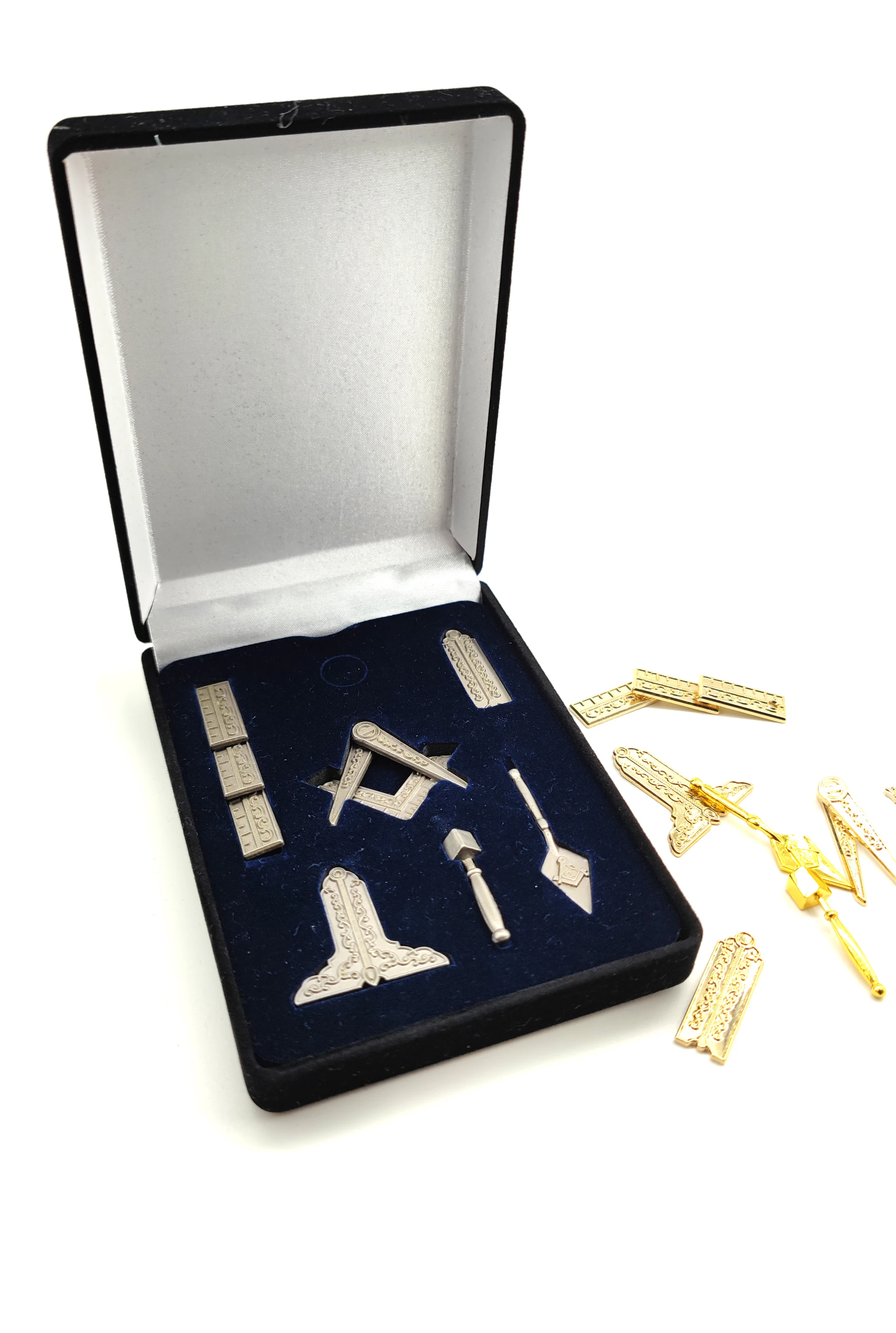 Подарочный набор Masonic масонский синий домик инструменты Freemason миниатюрный Рабочий инструментов в бархатной