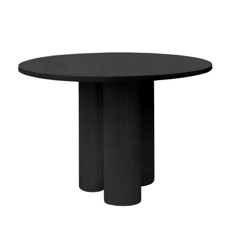 Wholesale modern design custom solid wood legs round marble stone plate dining table