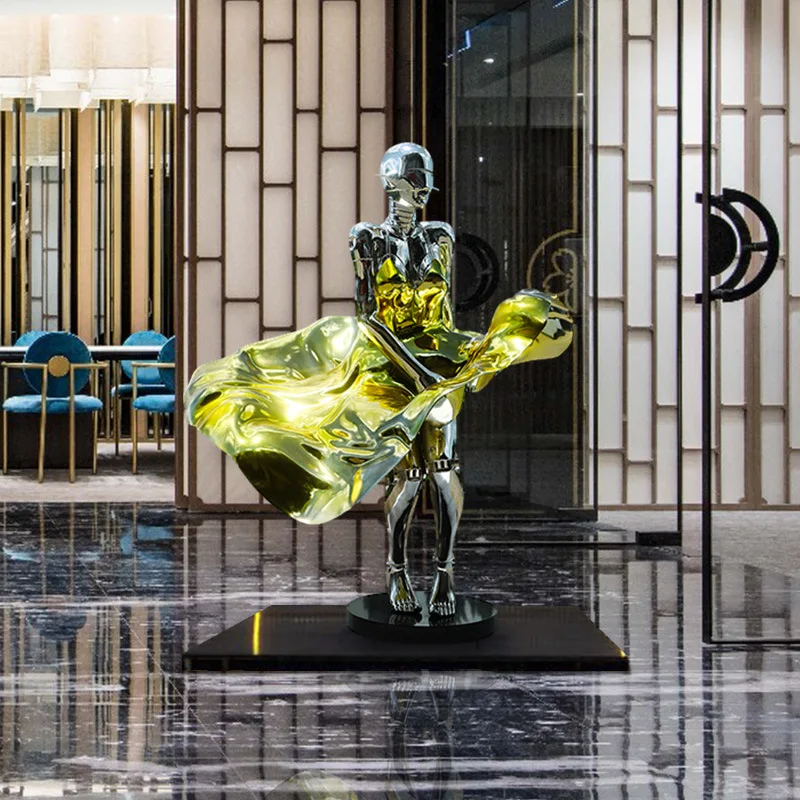 Resin Robot Statues Outdoor Garden Decoration Fiberglass Sculpture Decoration For Mall Center Office Themed Club Bar Hotel