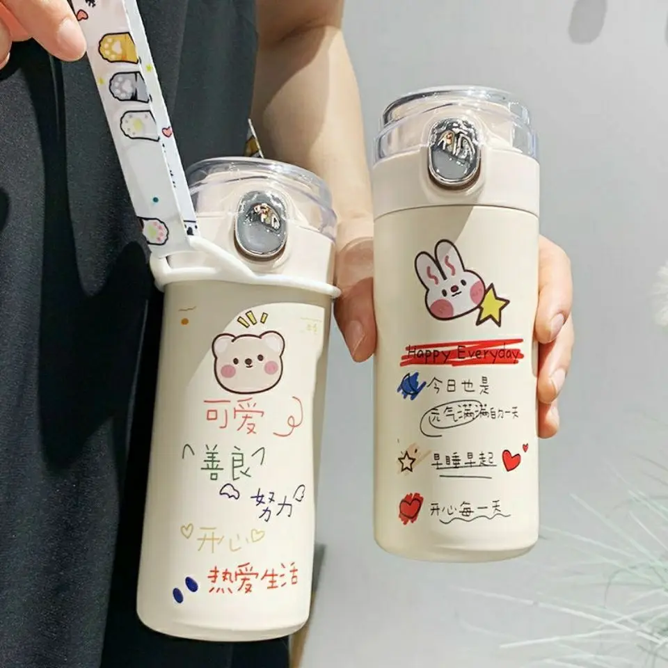 SuXiu OEM Enjoy Time Cartoon print personalized coffee cup portable to carry happy every day vacuum flasks & thermoses
