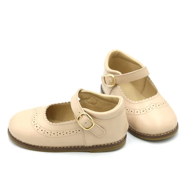 Fashion Buckle Strap Hard Sole Genuine Leather School Children Dress Shoes