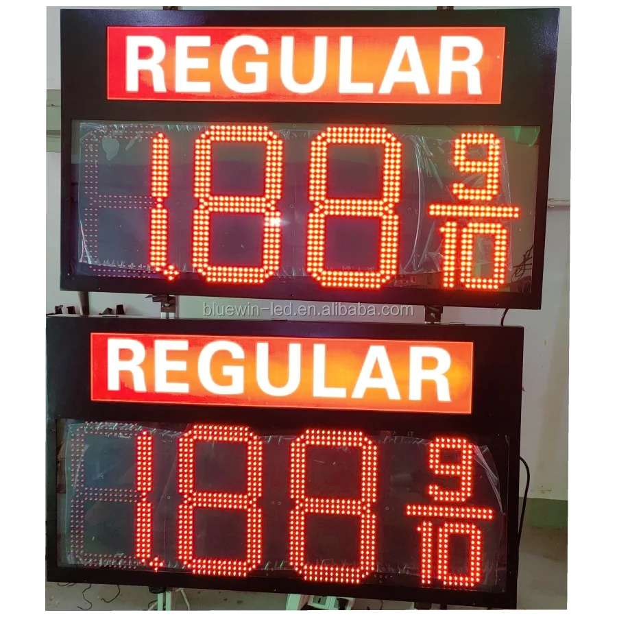 Gas station outdoor waterproof digital LED display 888 9/10 Red Green White custom wholesale