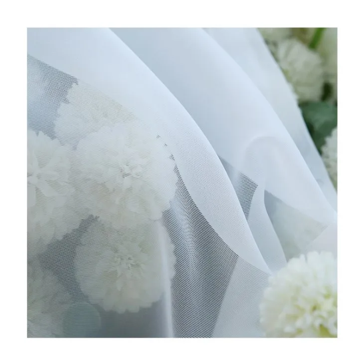 Hot selling Cheap Polyester Ready Made Sheer Voile Curtain Terylene Voile Fabric Polyester Curtain For Home Decorative