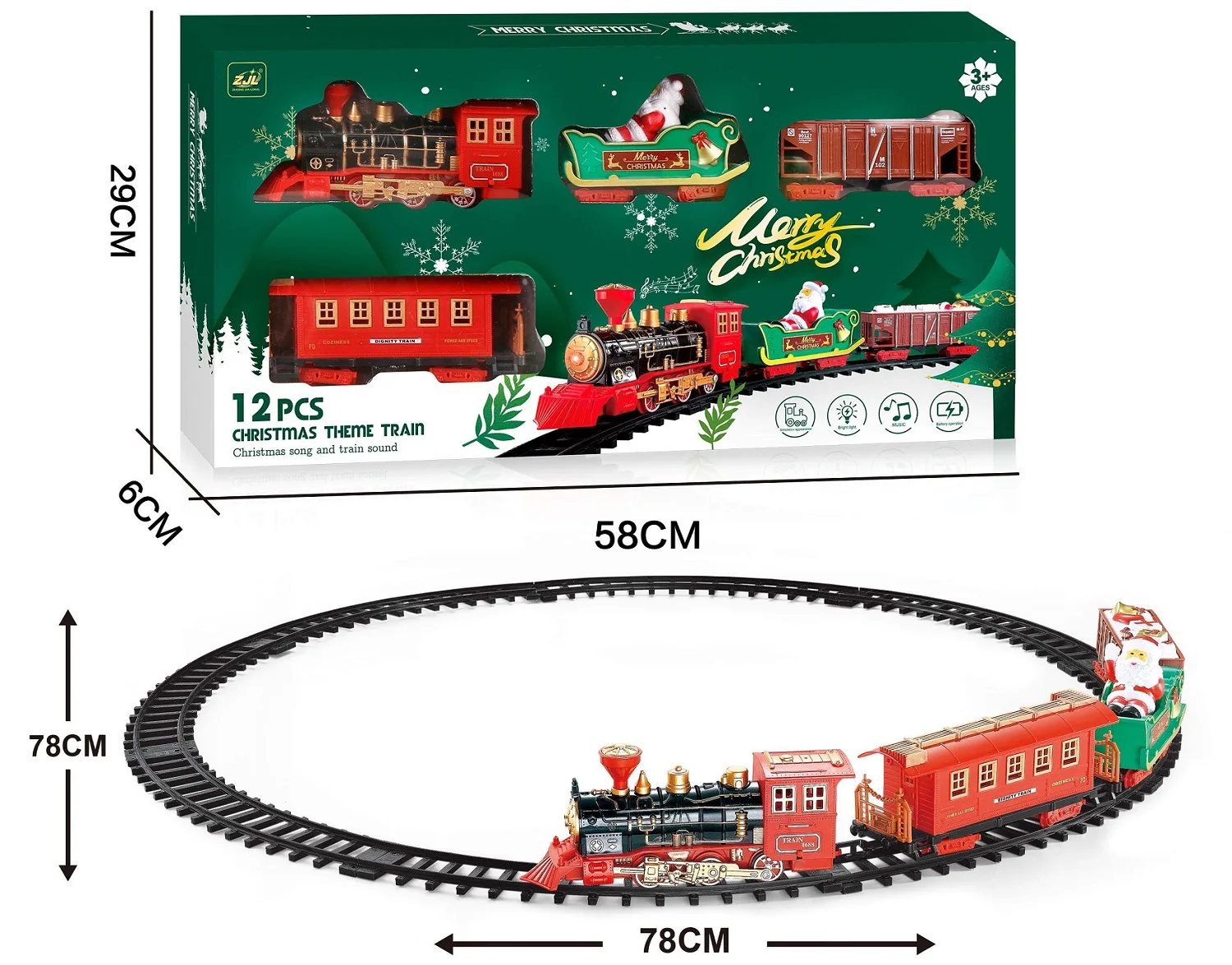 Multi-style plastic track electric railway train set  with music and light Christmas gift for kids