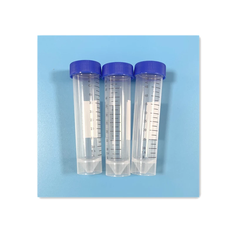 Laboratory Medical Sterile Skirted Flat Bottom 50 Ml Plastic Centrifuge Tube With Clear White Graduation