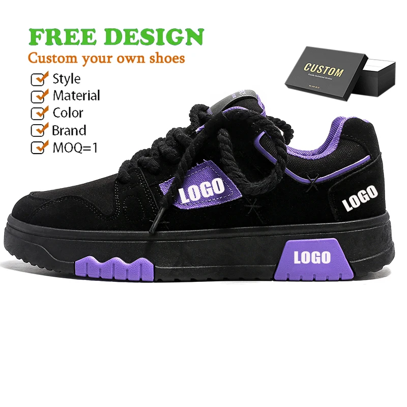 Custom Unisex Sneakers Shoes Wholesale China Manufacturer Skate Board Logo Customize Leather Sneakers for Men Walking Style Shoe