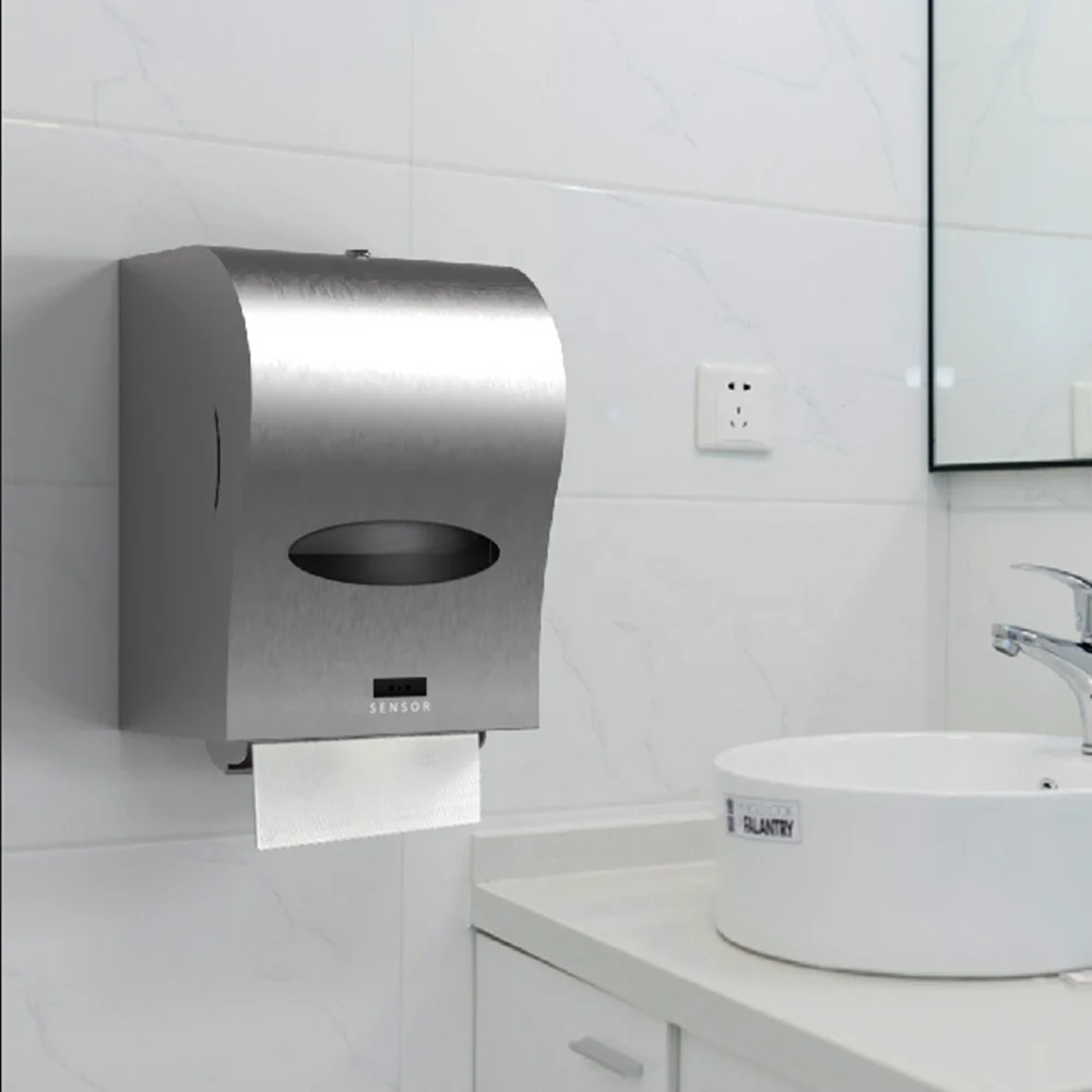 Infrared sensor paper dispenser wall mounted SS 304 toilet tear go paper towel dispenser hygiene products