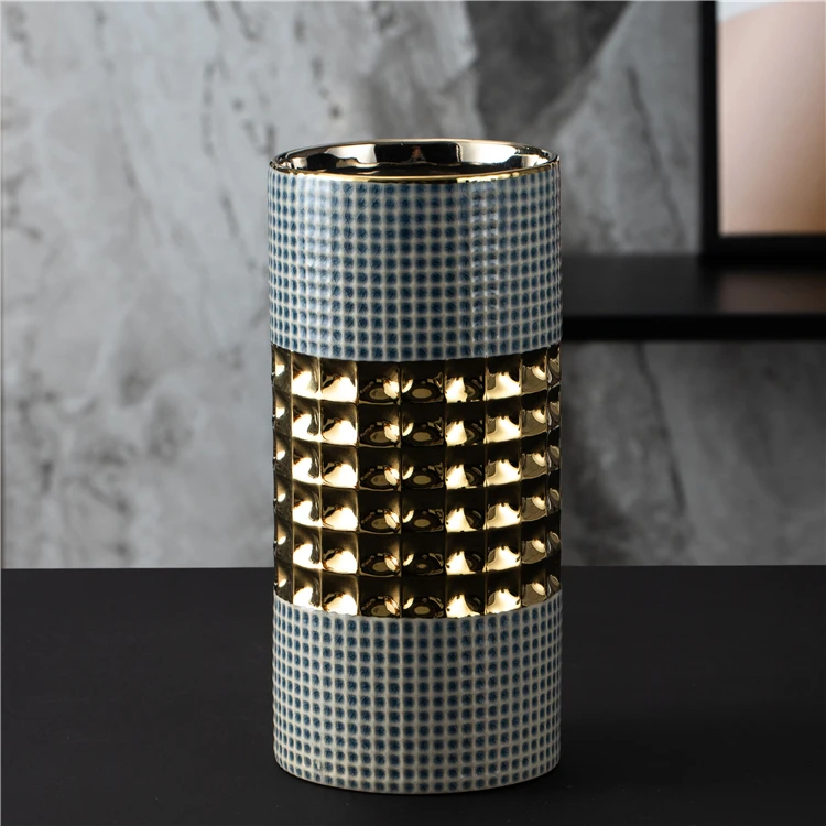 Home centerpiece decoration art porcelain flower vases embossed handicraft ceramic modern luxury vase for decor