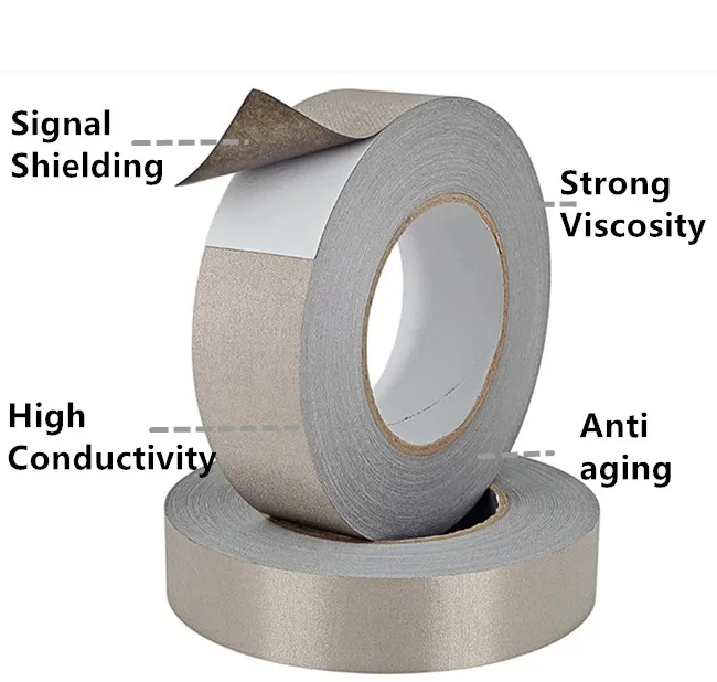 Faraday Tape Copper Nickel Plated Conductive Electrode Tape Fabric RF/EMI/EMF Shielding,Grounding