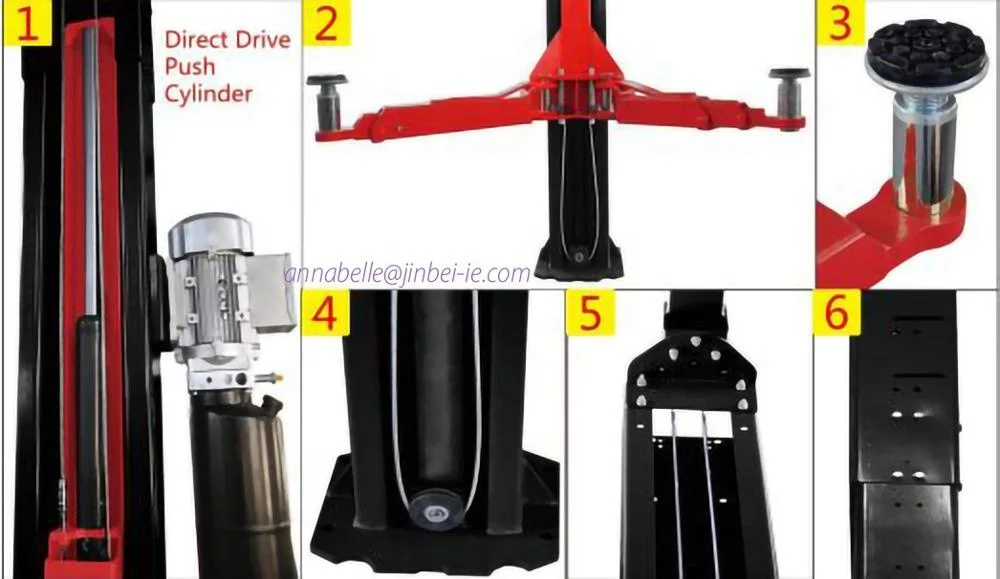 Direct drive push cylinder garage equipment 4T Mechanical single -point release two post lift/car lift platform