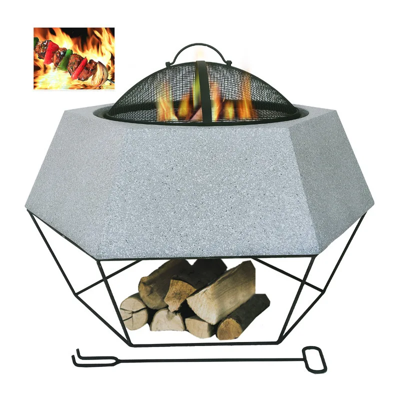 New Hexagon Design MGO Garden Fire Pit with Hot Temperature Powder Coating for Pizza and BBQ Use