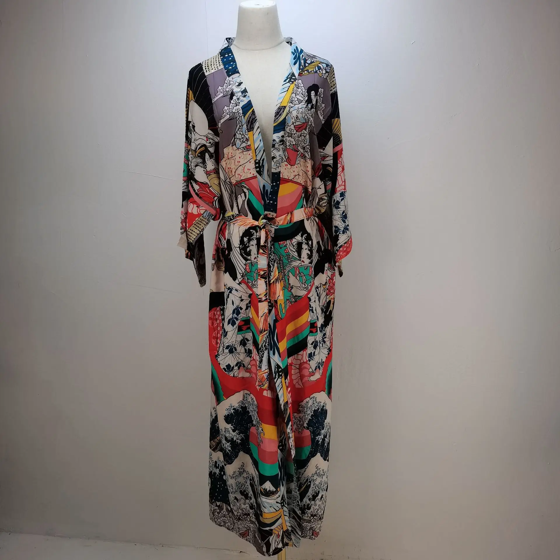 Beach blouse kimono cardigan vacation robe bikini sunscreen cover up beach swimwear