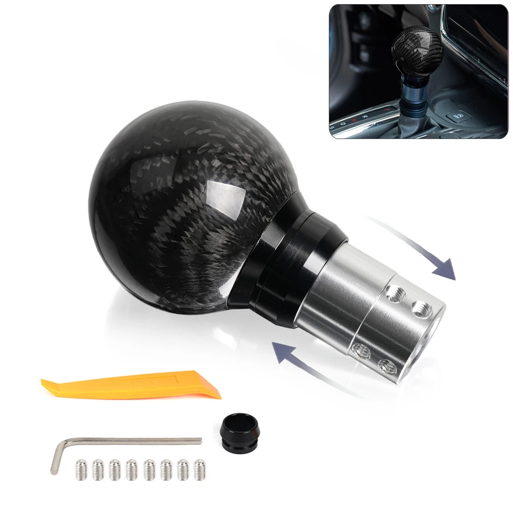 Universal Black Carbon Fiber Ball Shift knob Automatic Car Gearbox Handles Gear Shift Knob Stick Lever Head for Mazda Honda civi