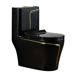 Luxury sanitary ware modern water closet bathroom commode toilet bowl ceramic white gold wc one piece toilet