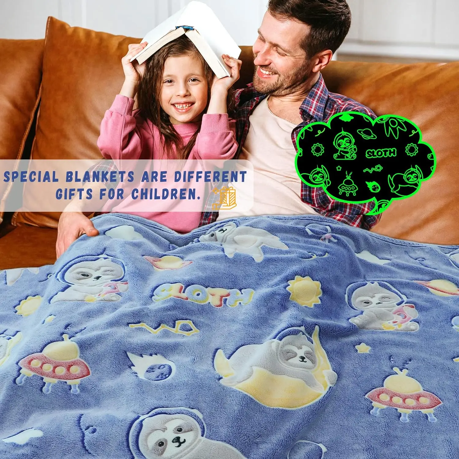 Factory plush luminous warm flannel magical toddler blanket for winter king size christmas glow in the dark throw blanket adult