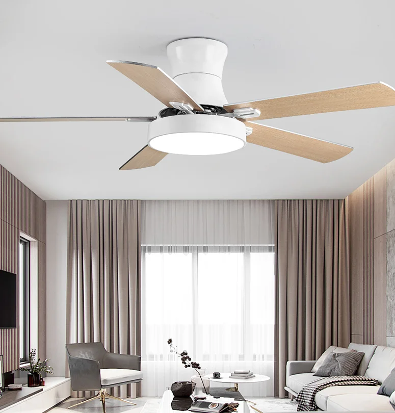 Wholesale Luxury Metal Abs 3 Blade Full Copper Wire Mute Motor Remote Control 52 Inch White DC LED Modern Ceiling Fan With Light