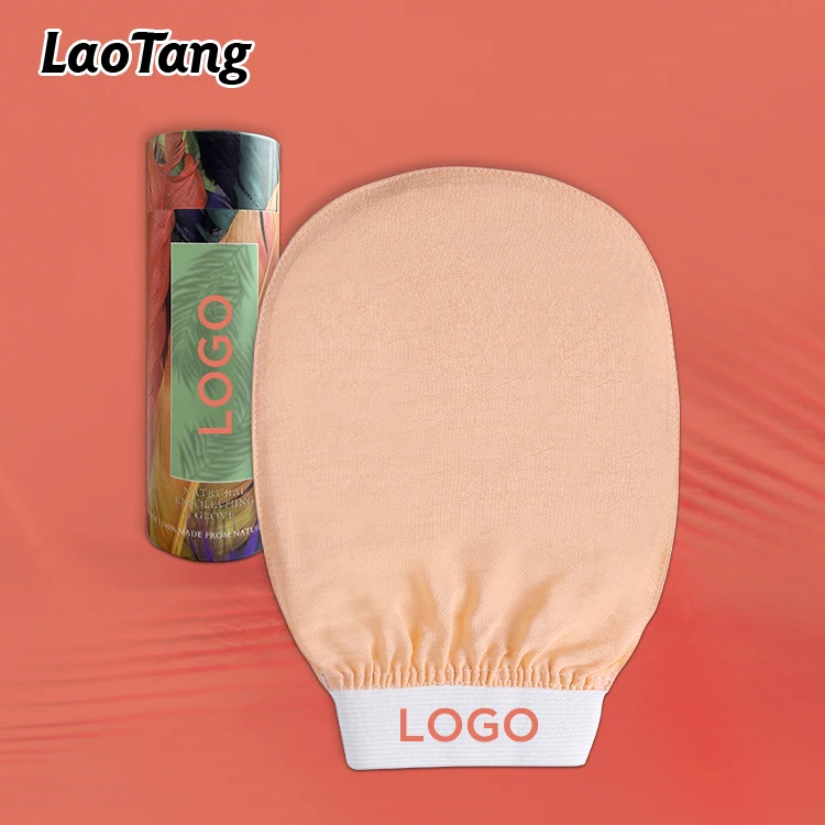 Custom Private Label 100% Pure Organic Silk Exfoliating Turkish Comfortable Clean Scrub Raw Silk Exfoliating Gloves Silk Glove