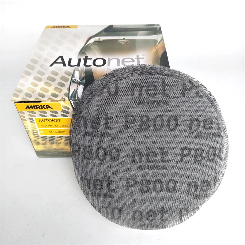 Moka 6 inch mesh sand flocking mesh sandpaper round pneumatic dry grinding disk sandpaper self adhesive piece