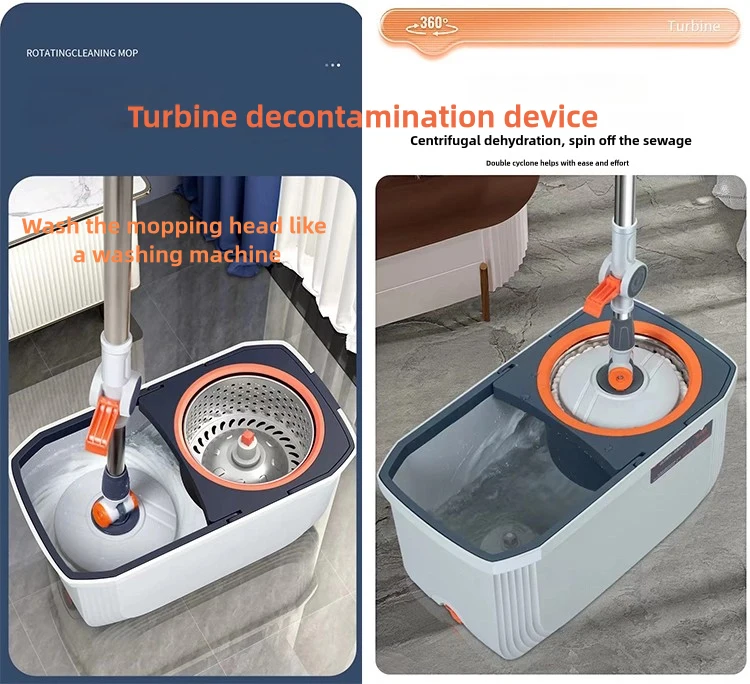 high quality magic 360 spin easy clean cyclone floor cleaning mop and bucket set with big wheels stainless steel wringer