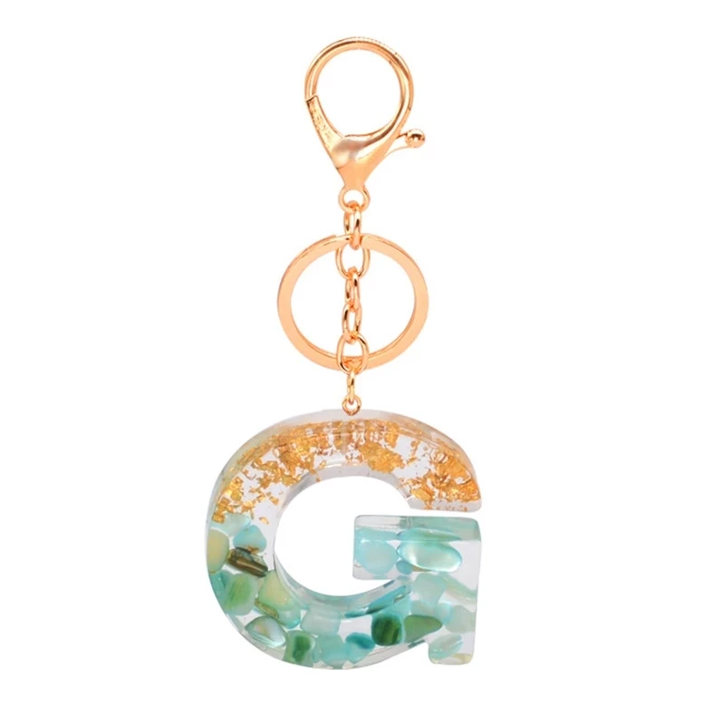 Cute Acrylic Keychains 26 English Letter Pendant Key Chain Ring Charm Glitter Keyring Bag Gift Luxury Couple Jewelry
