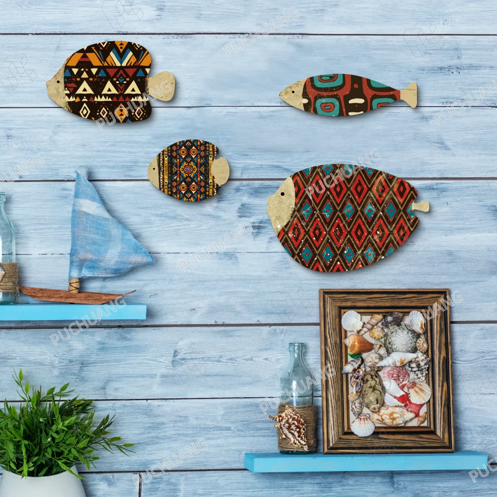 Wholesale Ocean Life PVC Fish Set Perfect for Coastal Wall Decor 4-Piece Wall Art Coastal Breeze Ocean-Themed Decor