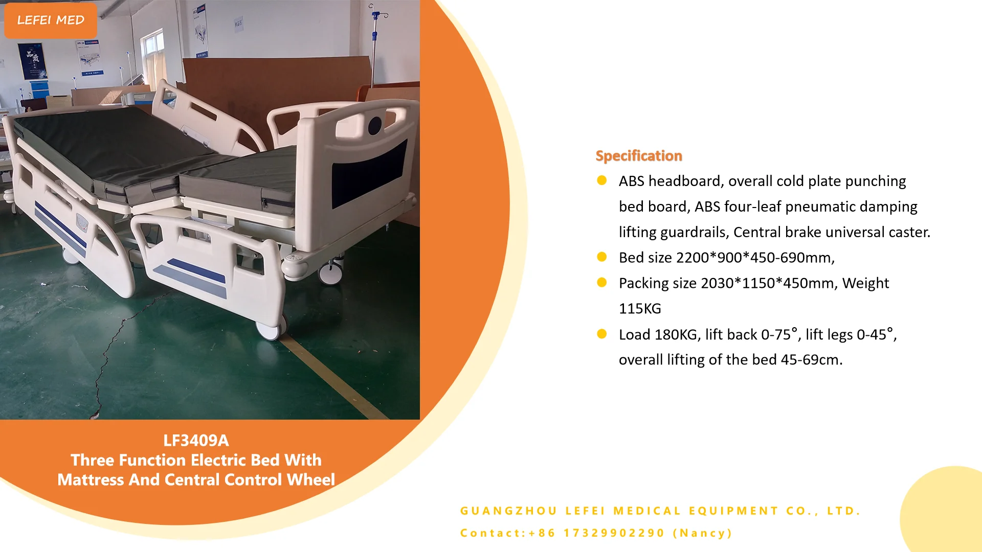 Free Sample Custom Medical Furniture Metal Bed  One Function Electric Care Bed  Icu Nursing Hospital Bed For Patients