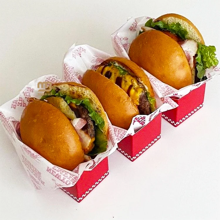 Custom disposable food container burger box with logo fried chicken hamburger to go boxes restaurant burger take away paper box