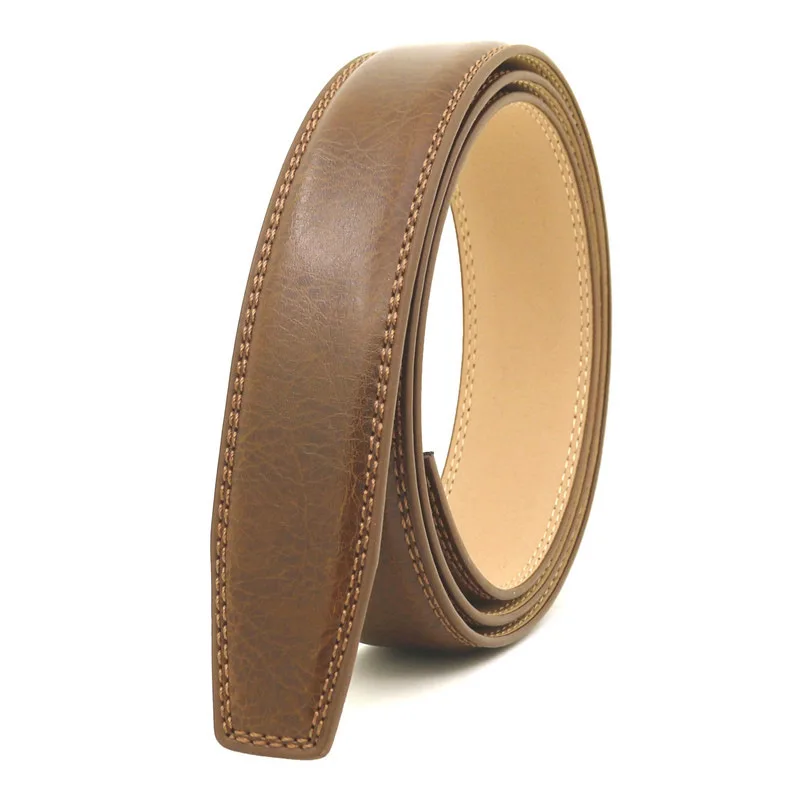 Automatic Unbuckled Ratchet PU Straps Belt Detachable Two-layer Cowhide Without Buckle Trousers Belt unbuckled
