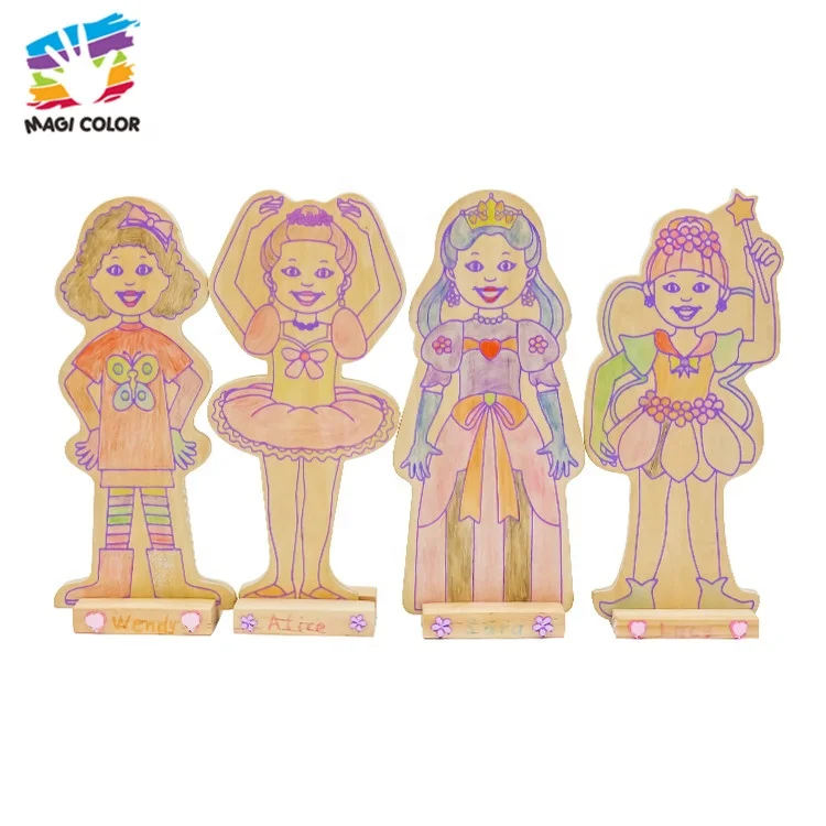 Ready To Ship coloful kids painting wooden diy toys with low price W03A078