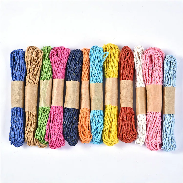 Christmas Holiday Gifts Diy Crafts Wrapping Colored Natural Rope Stripes Paper String Rope for Twisted Paper Craft String