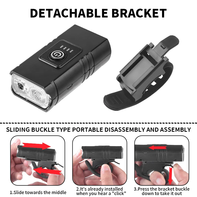 High Quality ABS Lightweight Bicycle Lights 2 Lights XPE Power Display Bike Lights Type-c Rechargeable Cycling Bicycle Lamp