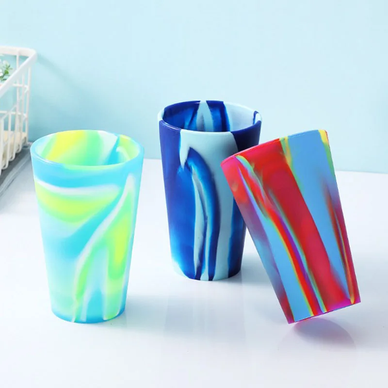 Eco-friendly Drinkware16Oz BPA Free Silicone Water Cup Unbreakable Reusable Coffee Cup Colorful Silicone Wine Beer Glass cups