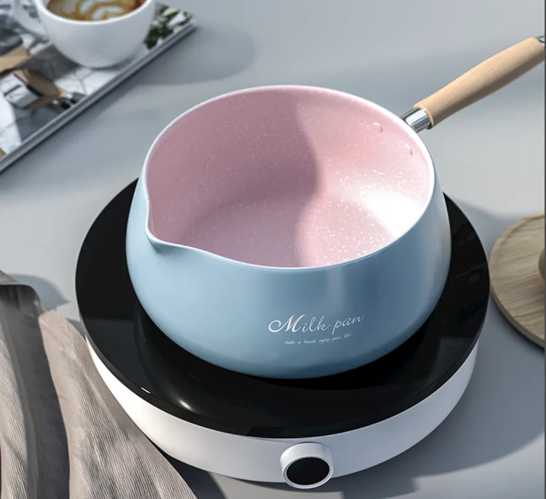 New mini pink blue cute nonstick deep cooking aluminum pot cookware kitchen accessories