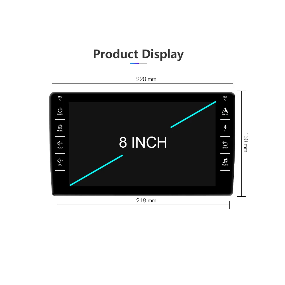 8' HD 2.5.D Screen 2 Din Universal Car Video Android 9.0 Car Radio Autoradio Wifi GSP BT FM RDS