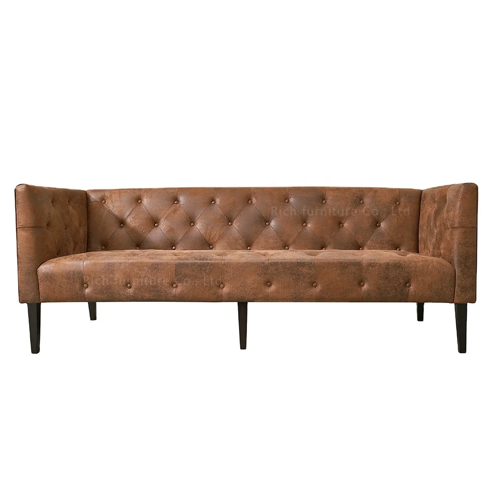 Vintage Tufed Retro Couch Hotel Leather PU Sofa for Living Room Furniture
