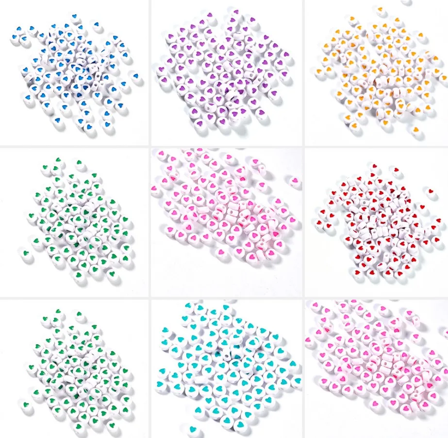 100 stalks/pack round love handmade beads DIY semi-finished acrylic beads for jewelry making Diy