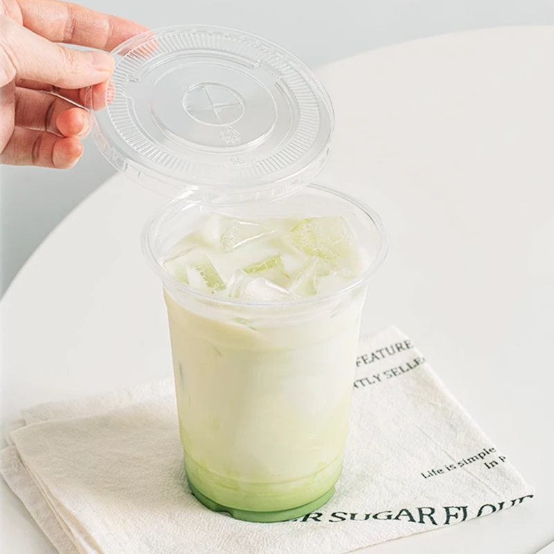 Disposable Coffee Cup Wholesale Thickened Commercial Take-out Packaging Cold Drink Lemon Tea Cup with Lid PET Plastic Beverage