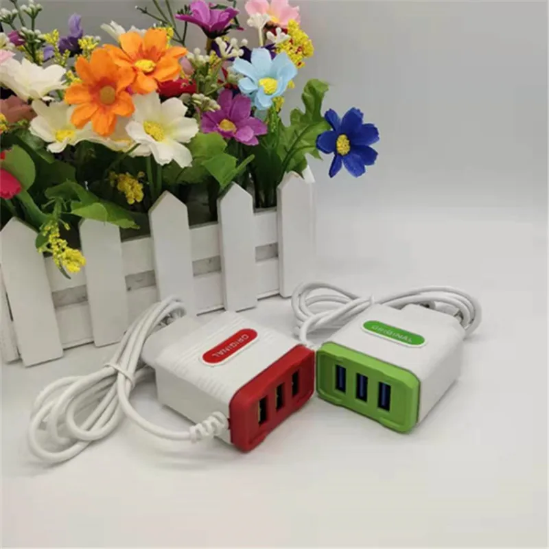 
Hot seller V8 cable charger universal 3 usb port wall charger with eu us plug 5v1.2a 