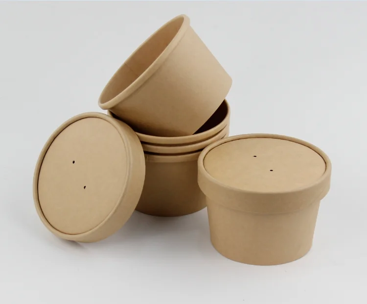 8oz kraft paper soup cup take-away packing cup food container for restaurant cafe shop takeaway packaging use