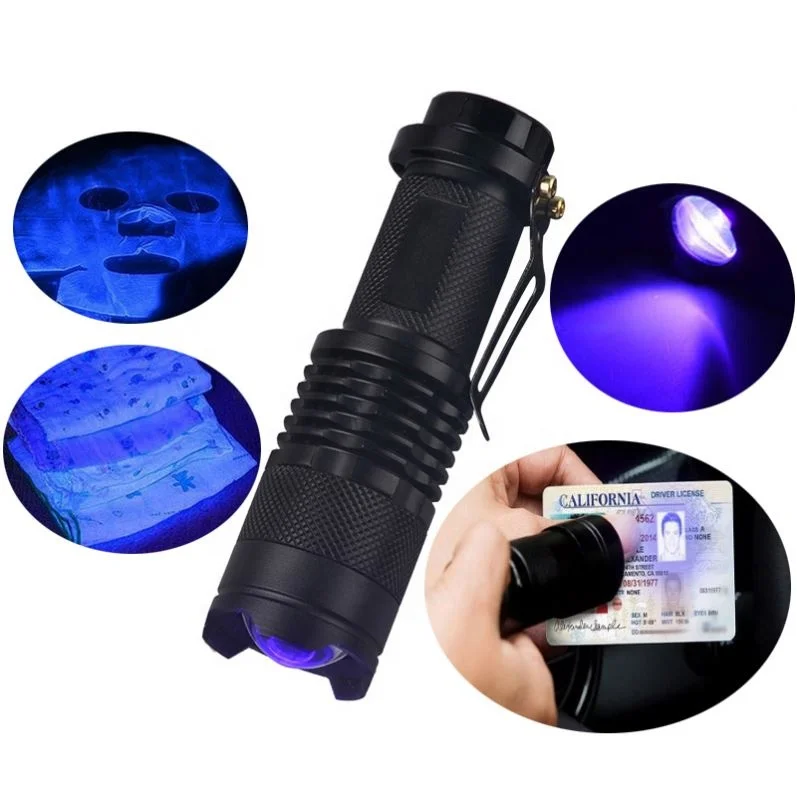 Shingel Powerful Small Purple Zoomble UV Torch 395nm 365nm Flash Light UV Led Flashlight for Test Jade and Amber