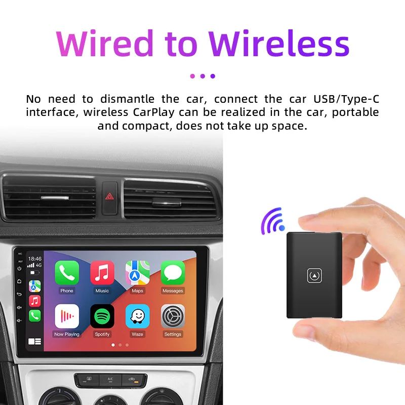 TIMEKNOW Portable Carplay System Wireless Carplay Smart Box Car Universal Usb Obd Carplay Dongle Wireless Adapter