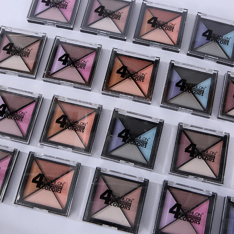 Custom Professional Eyeshadow Pigment 4 Colors Mixed Purple Muslim Vegan Mineral Eye Shade Shimmer Eyeshadow Palette OEM