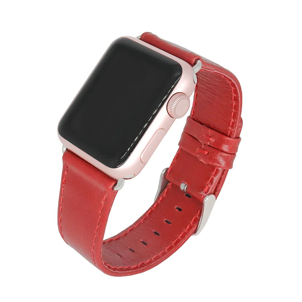 Wholesale Soft Crazy Horse Vintage Leather Watch Strap For Apple Smartwatch Band 38mm 42mm 40mm 44mm 41mm