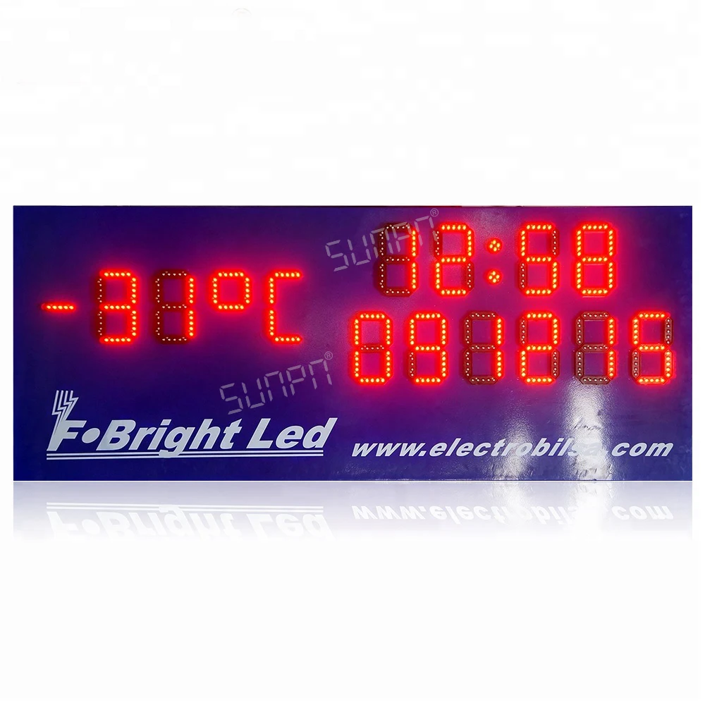 Professional Customized Large Outdoor Digital Clock with Waterproof Billboard LED Clock Thermometer and Date Display